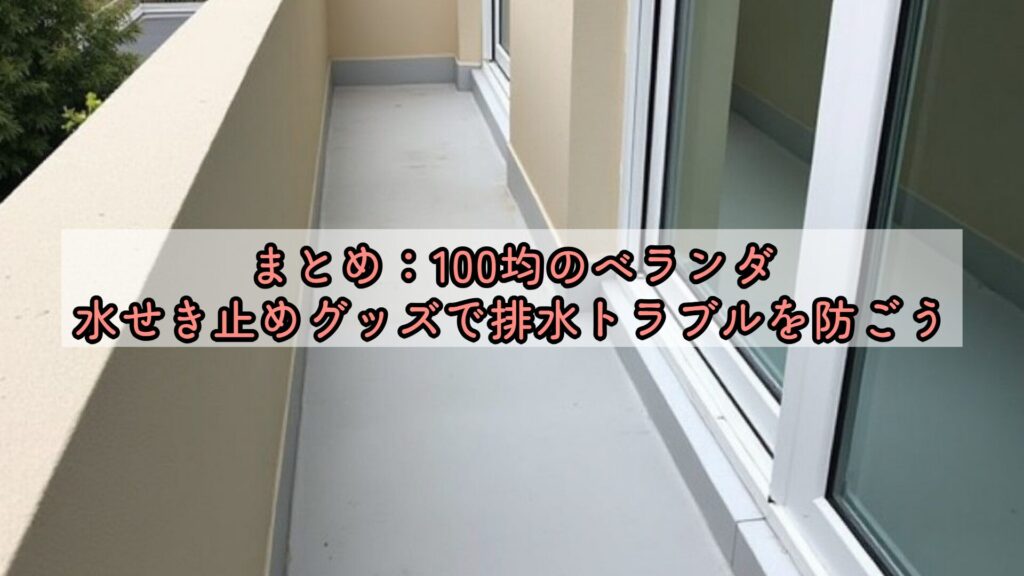 まとめ：100均のベランダ水せき止めグッズで排水トラブルを防ごう