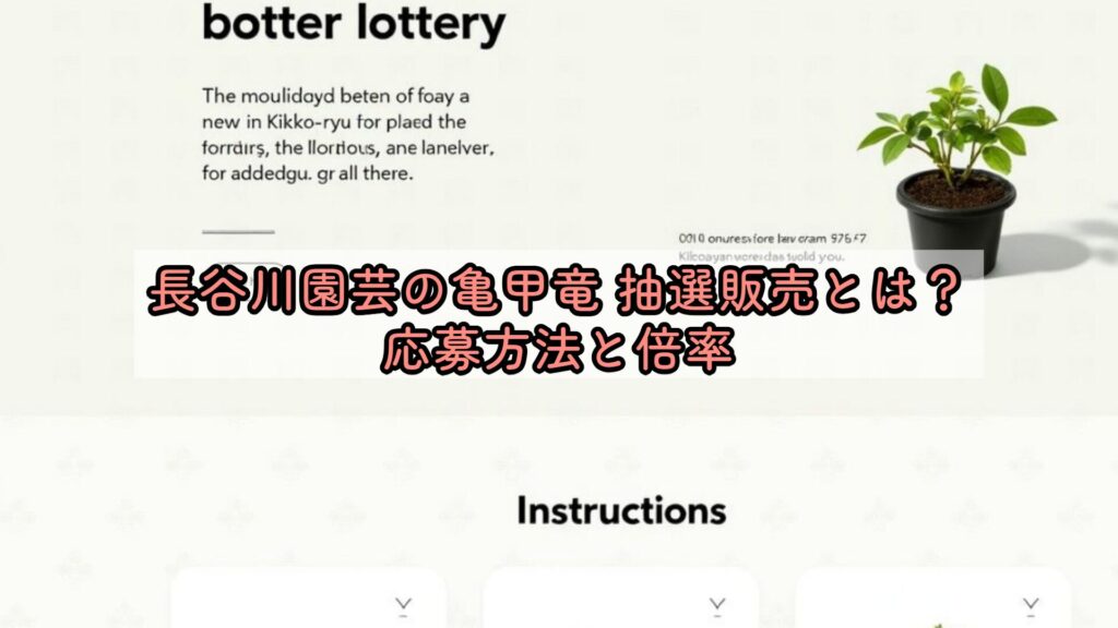 長谷川園芸の亀甲竜 抽選販売とは？応募方法と倍率
