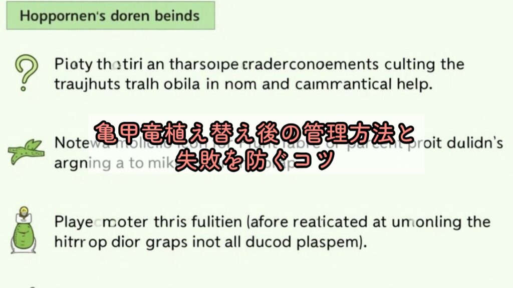 亀甲竜植え替え後の管理方法と失敗を防ぐコツ
