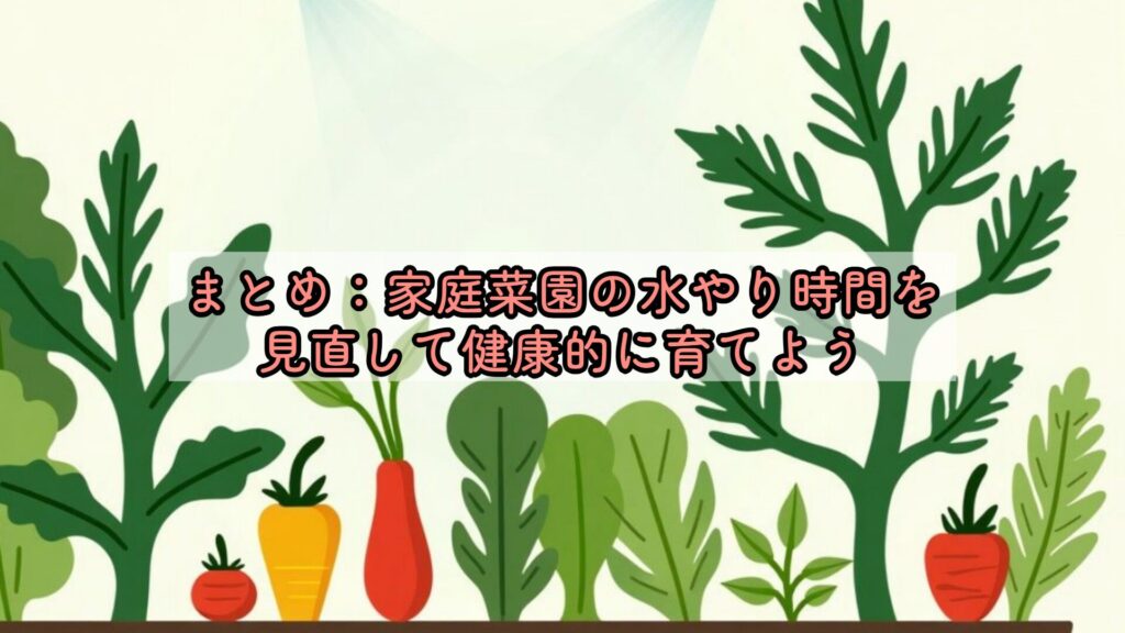 まとめ：家庭菜園の水やり時間を見直して健康的に育てよう