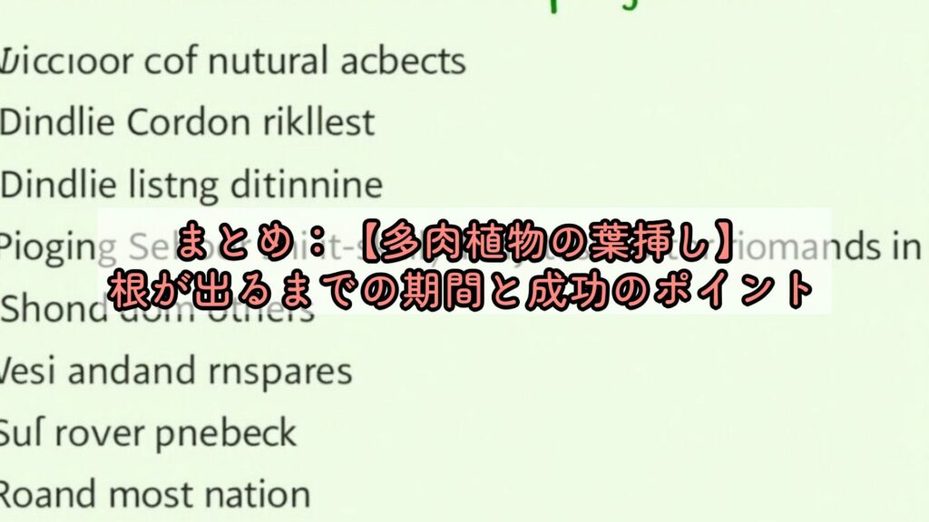 まとめ：【多肉植物の葉挿し】根が出るまでの期間と成功のポイント