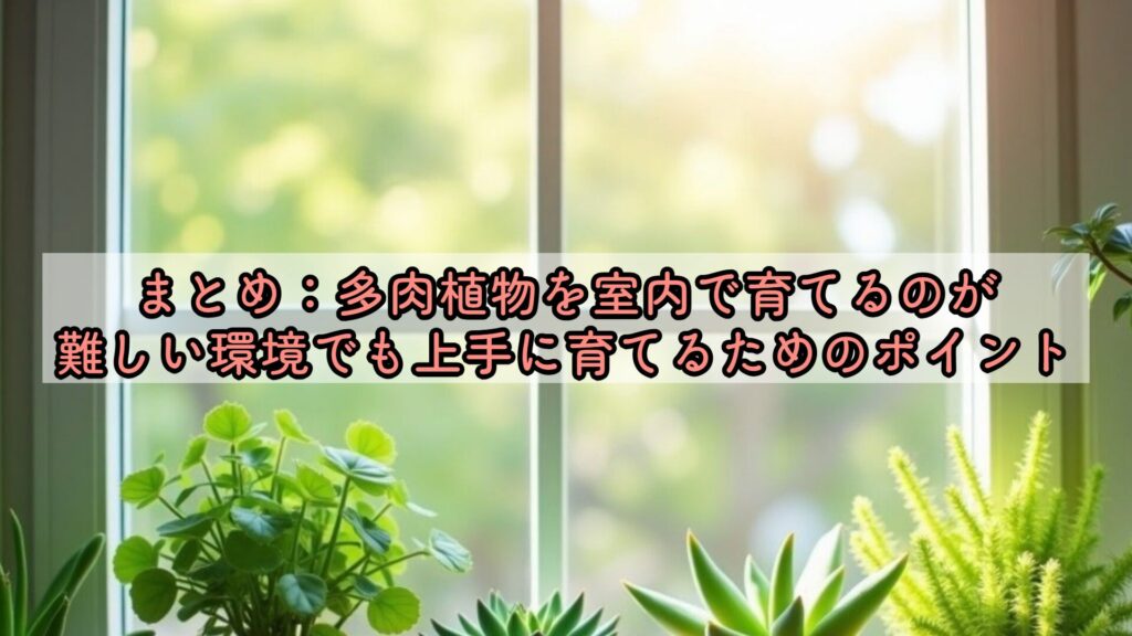 まとめ:多肉植物を室内で育てるのが難しい環境でも上手に育てるためのポイント