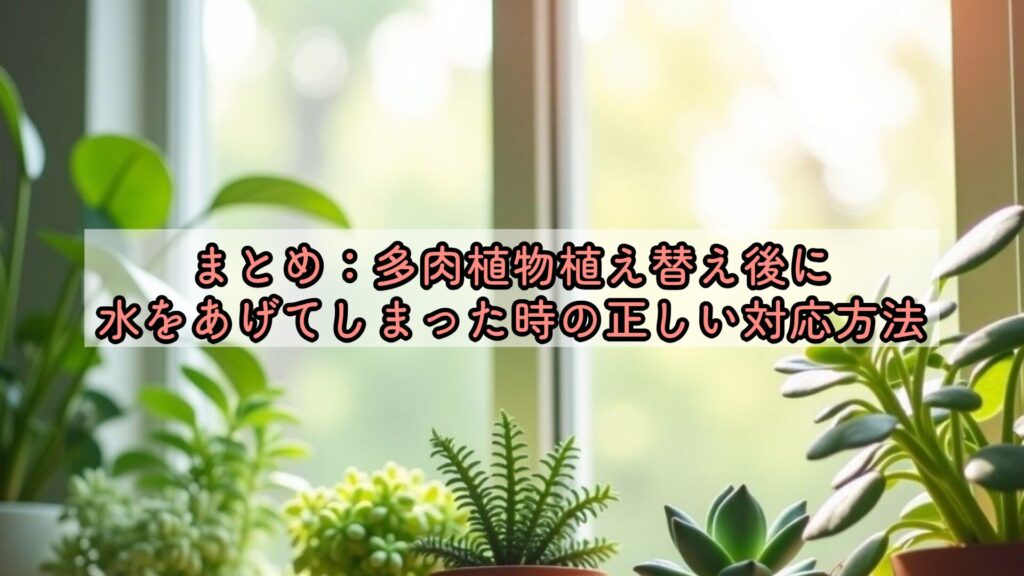 まとめ:多肉植物植え替え後に水をあげてしまった時の正しい対応方法