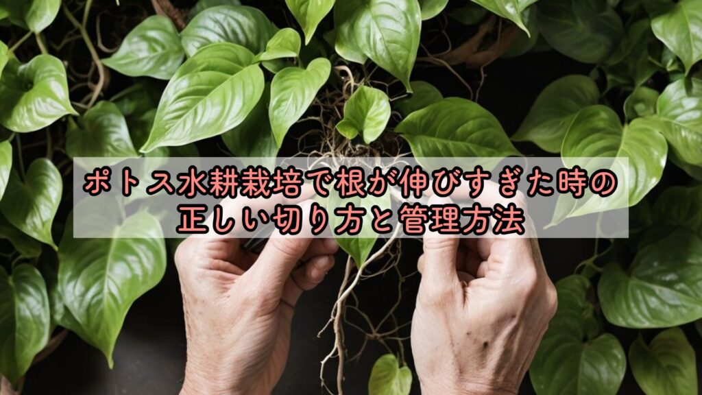 ポトス水耕栽培で根が伸びすぎた時の正しい切り方と管理方法